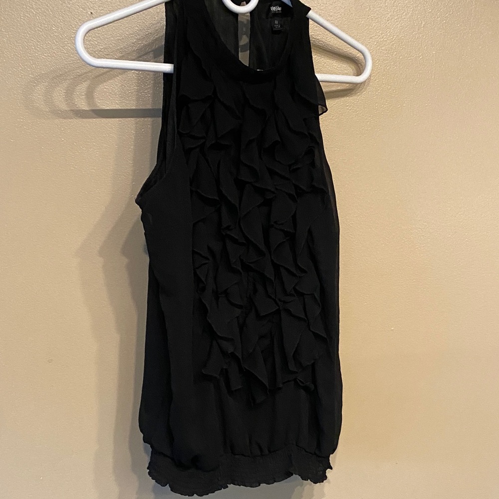 Mossimo Supply Co. Black Sleeveless Ruffle Blouse